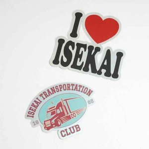 Isekai Anime Meme Funny Waterproof 2-Piece Holographic Die Cut Sticker Set - Picture 1 of 7