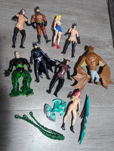 Vintage Batman Animated Series Figure Lot Man-Bat Cat Woman Bat Girl Super Ivy + Cover
