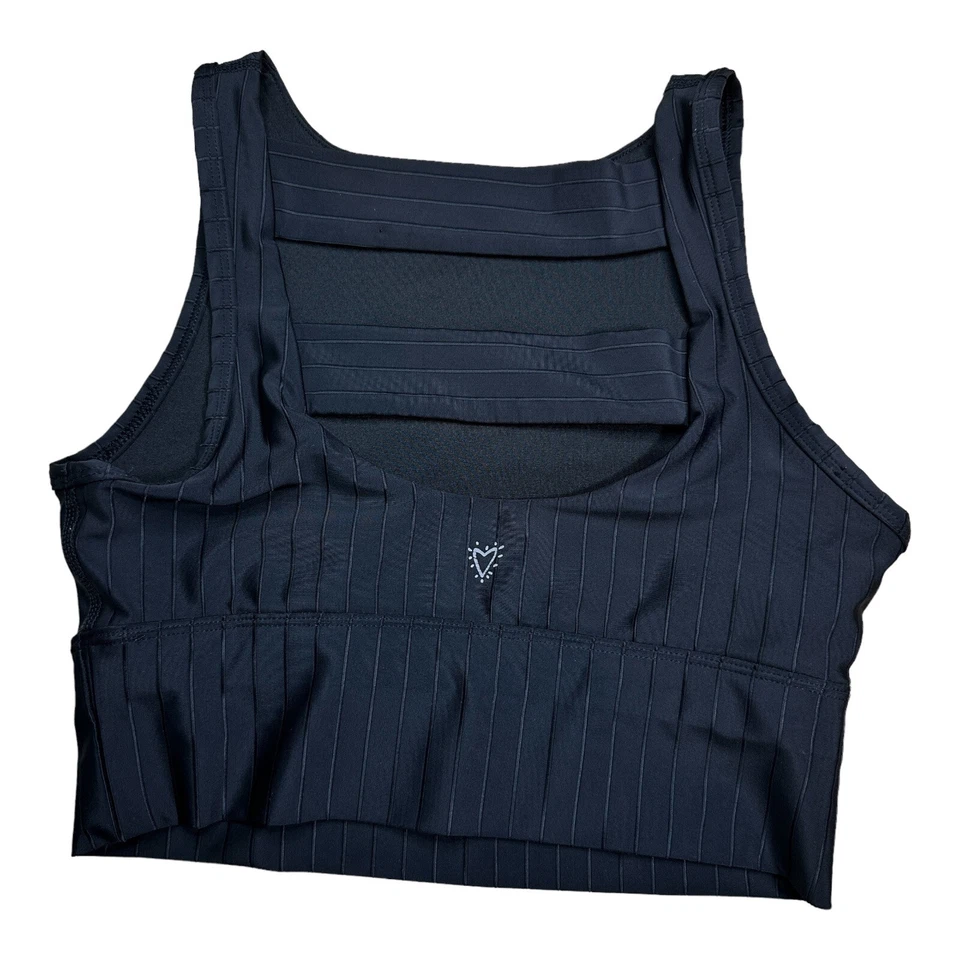 Camiseta sin mangas Betsey Johnson sujetador deportivo rendimiento acanalado negro cuello alto para mujer XS Foto 1 de 4