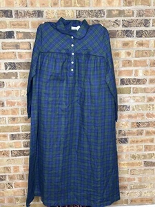 LL Bean Nachthemd Damen blau grün Kragen kariert Flanell klein zierlich gebraucht, in einwandfreiem Zustand - Bild 1 von 8