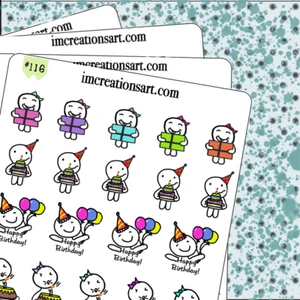 Birthday Celebration Tracker Hand Drawn Planner Stickers Organizer Journal Notes - Picture 1 of 2