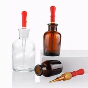 Wholesale 30ml - 125ml Amber Transparent Reagent Bottle w/ Dropper Lab Supply gb - Picture 1 of 10