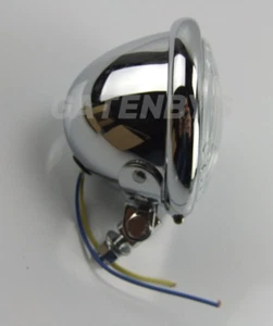 Chrome Bates Motorcycle 4.5" Headlight H3 25w Bottom Mount Cafe Racer Custom - Picture 1 of 13