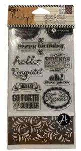 Vintologie Clear Stamps Grüße & Schablone Wort Sätze Glückwunsch Geburtstag - Bild 1 von 3