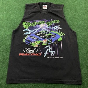 Vintage Ford Racing Shirt Mens XL Black Greases Lightning Tank Top Tee - Picture 1 of 6