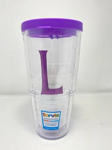 Bicchiere Tervis L Paillettes Iniziale Isolato con Emblema e Coperchio Viola 24oz Trasparente - Foto 1 di 4