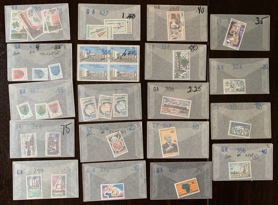 GABON 完好邮票 批量 玻璃,所有不同 — 第 1/4 张图片