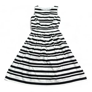 White House Black Market Midi Dress Womens Size 00 White Black Striped - Picture 1 of 12