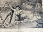 Curiosa Nu Féminin Signé Menu Double Page 1934 Bibliophiles Belle Époque Cabaret