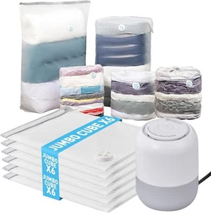 6 PCS Vacuum Storage Bags with Electric Air Pump, Jumbo Cube Space Saver Bags - Picture 1 of 7