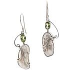 925 Silver Green Peridot Freshwater Stick Pearl Sterling Drop Earrings, 1 1/4"