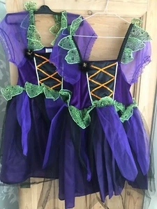 Halloween Costume Purple Green Witch Dress 7-11 years 2 Avail matching hats - Picture 1 of 4