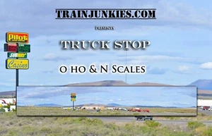 TrainJunkies Truck Stop Railroad Backdrop - Picture 1 of 6