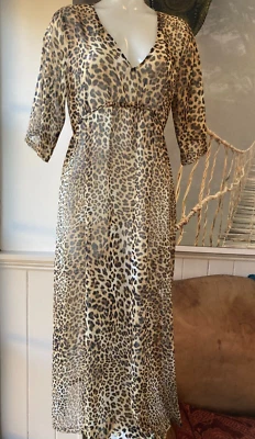 La Perla long kaftan M sheer leopard maxi dress vintage beach bikini cover up - Imagem 1 de 4