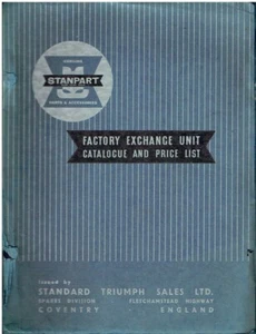 STANDARD 8 10 12 14 FLYING12/14 TRIUMPH TR2 TR3 FACTORY EXCHANGE UNITS CATALOGUE - Picture 1 of 2