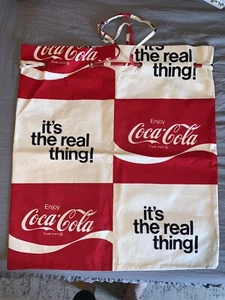 Vintage 1970’s Coca-Cola Canvas Drawstring Tote Bag Water Resistant Inside USA - Picture 1 of 6