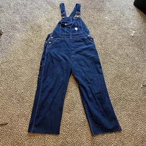 VINTAGE Red Camel Overalls Mens 38x28 FIT Blue Denim Carpenter Bib Work Wear - Picture 1 of 14