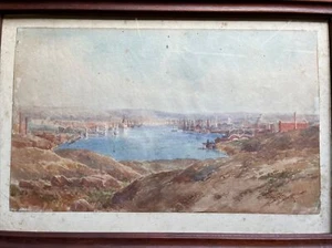 Göteborg, Schweden 1913 Werft Aquarell Landschaft von Kylberg 9x14,5" - Bild 1 von 11