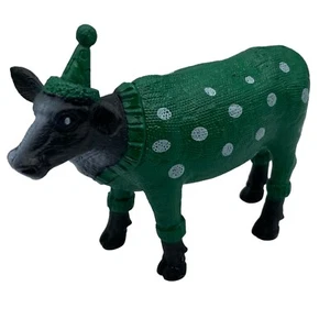 Party Cow Green Hat Polka Dot Sweater Cake Topper Figurine Your New Best Friend - Picture 1 of 5