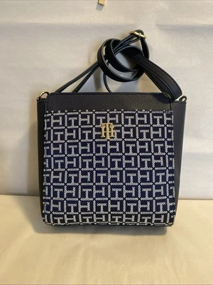 NWT Tommy Hilfiger Crossbody Bag Purse Black Monogram Logo New Never Use. - Image 1 of 4