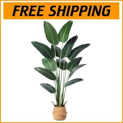 Elegante palmera tropical sintética de 6 pies con cesta de pastos marinos - Decoración para todas las estaciones Foto 1 de 4