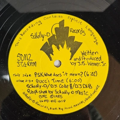 Schoolly-D - PSK What Does It Mean? 12" Record 1985 Explicit Schully-D Yellow - Image 1 of 4