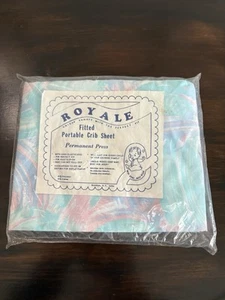 Vintage Royale Fitted Portable Crib Sheet Permanent Press 90s Style Retro - Picture 1 of 3