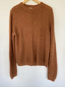 Oliver Bonas Jumper Size 12 Brown Alpaca Blend Open Knit Loose Fit Autumn Fluffy - Picture 1 of 12