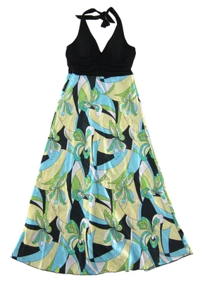 Maxi Vestido Largo Halter Floral Retro Vintage Speechless Negro Azul Verde Blanco L Foto 1 de 4