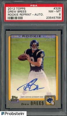 2012 Topps Rookie Reprint #328 Drew Brees Chargers AUTO 15/25 PSA 8 NM-MT - Image 1 of 2