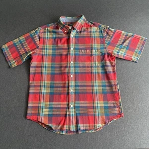 Woolrich Mens Shirt Short Sleeve Madras Check Cotton Medium Ch 44"Button Down - Picture 1 of 17