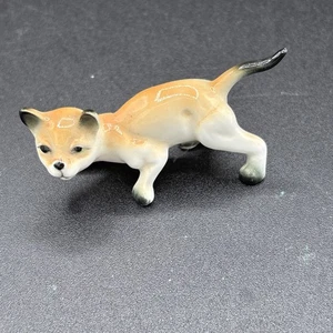 Vintage Bone China Miniatur Katze braun & schwarz 2" Japan - Bild 1 von 3