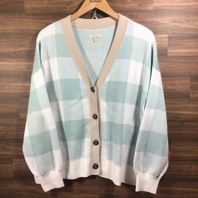 Barbour Check Pattern “Elodie” Oversized Cotton Cardigan Size 14 Ex Con  - Image 1 of 4