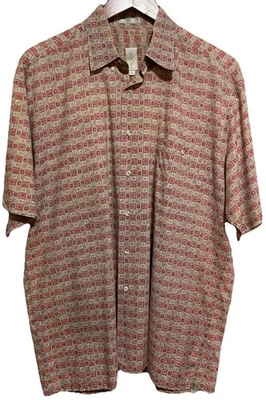 Vintage BURMA BIBAS Point Collar  Men's Button-Up Cotton Shirt Sz L Short Sleeve - Image 1 of 4