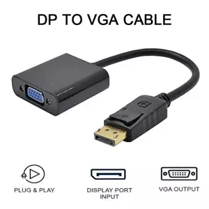 Display Port to VGA Cable Adapter Converter Video HDTV Desktop-L-new. PC - - Picture 1 of 15