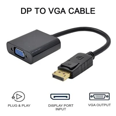 Display Port to VGA Cable Adapter Converter Video HDTV Desktop~L-new. PC - - Image 1 of 4