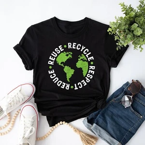 Earth Day Reuse Recycle Reduce Respect Grunge Men & Women T-Shirt - Picture 1 of 21