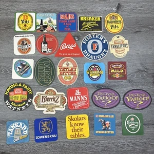 BIG LOT OF 25 MIXED CARDBOARD BEER COASTERS - GREAT VINTAGE ASSORTMENT - Picture 1 of 5