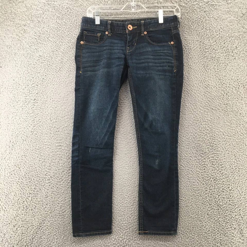 Express Zelda Slim Fit Cropped Legging Jeans Womens 00 Blue Denim Ultra Low Rise - Image 1 of 4