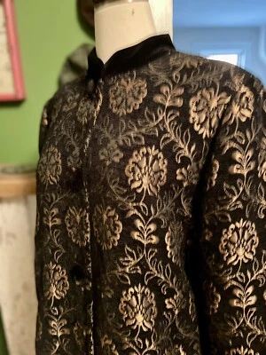 De Colección Laura Ashley Brocado y Terciopelo Pantalones Anfitriona Conjunto XL 48 Pecho Rayón Negro Dorado Foto 1 de 4