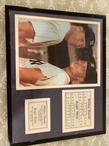 Micky Mantle Roger Maris 14x11 Matted Framed Picture With Player Stats - Picture 1 of 4