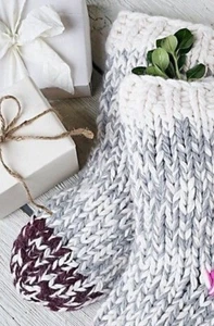 Free People Alpaca Cable Ombre Stocking Ivory red Gray brand new Christmas 2453 - Picture 1 of 1