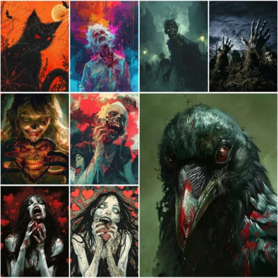 Large Vampire Crow Skull 5D Diamond Painting Cross Stitch Hands Embroidery Decor - image 1 of 4