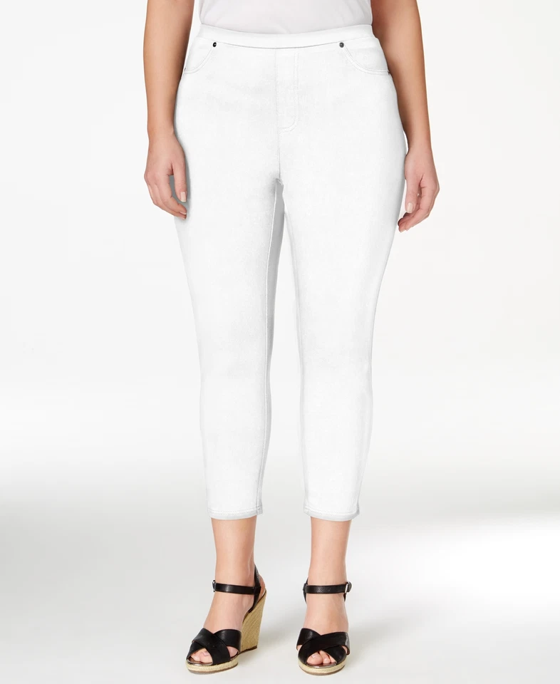 /LX022/ Style & Co Plus Pull-On Stretch Capri Leggings Pants White Sz 0X - Image 1 of 1