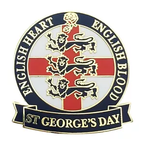 England Lapel Badge - "English Heart English Blood" - Flag, Patriotic, St George - Picture 1 of 2