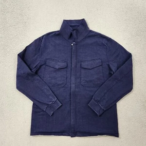 Harris Wharf London Jacket Mens 50 Navy Zip Up Chest Flap Pockets Lux Italy Made - Picture 1 of 14