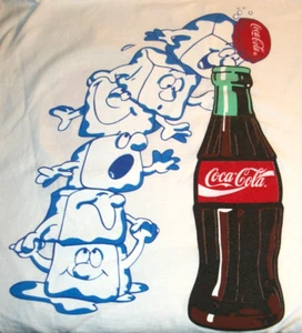 Vintage RARE COKE COCA - COLA Ex- Large ICE CUBE Design Advertising T SHIRT - Picture 1 of 4