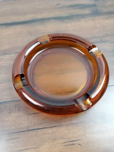 Vtg MCM Amber Glass Ashtray MCM Cigar Pipe 8” Round - Picture 1 of 3