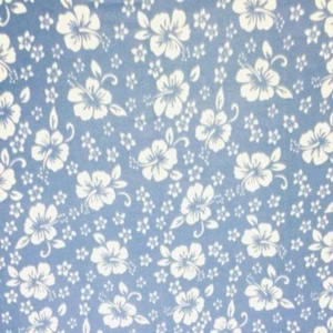 Blue Hawaiian Floral Print Fleece Fabric - 60" Wide - Sold by The Yard & Bolt - Picture 1 of 1