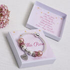 Blumenmädchen Geschenk Brautjungfer Kinder Schmuck Charm Armband personalisierte Karte